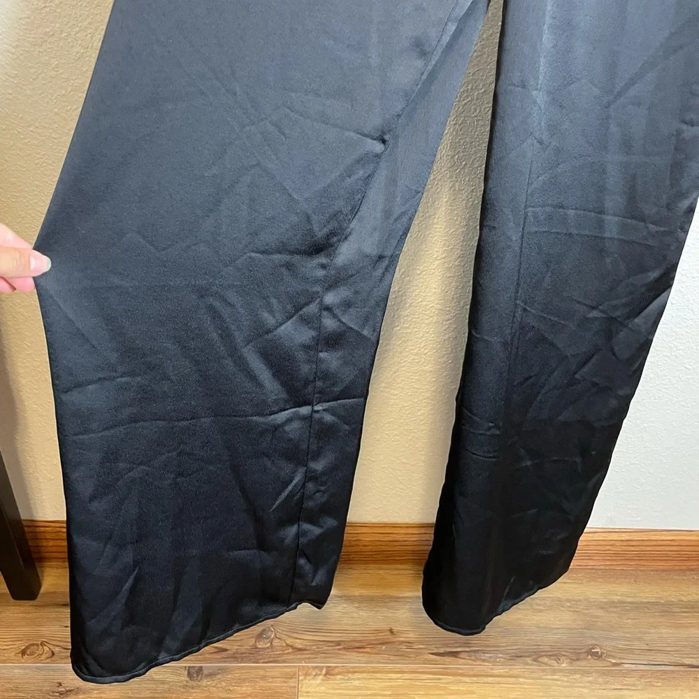 NWT Lulus silk one shoulder black pants jumpsuit - Picture 3 of 8